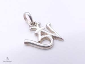 PA21 Petit Pendentif Argent Massif Om Tibétain