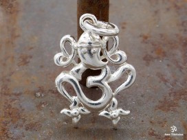 PA32 Pendentif Argent Massif Om Ganesh