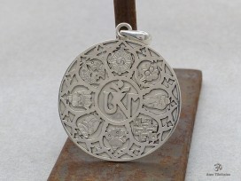 PA375 Pendentif Argent Massif Om Astamangala 