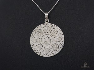 PA375 Pendentif Argent Massif Om Astamangala 