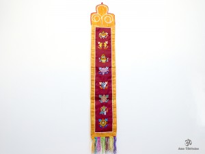 BB40 Bannière Tibétaine Signes Auspicieux du Bouddhisme