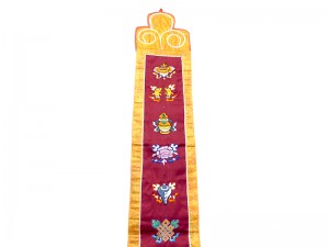 BB40 Bannière Tibétaine Signes Auspicieux du Bouddhisme