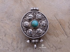 PA266 Pendentif Argent Massif Ghau Mantra Tibétain Om Mani Padme Hum