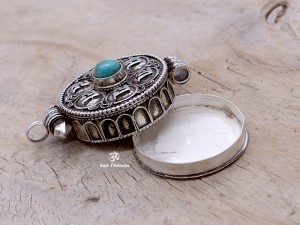 PA266 Pendentif Argent Massif Ghau Mantra Tibétain Om Mani Padme Hum