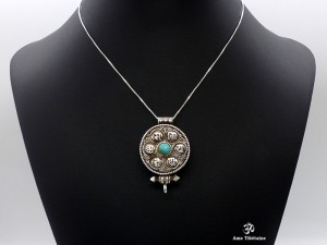PA266 Pendentif Argent Massif Ghau Mantra Tibétain Om Mani Padme Hum