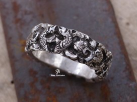 BA246 Bague Tibétaine en Argent Massif Astamangala. Taille 66