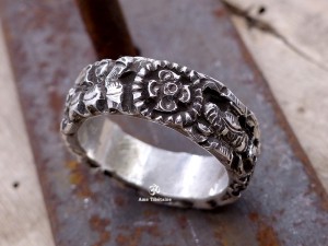 BA246 Bague Tibétaine en Argent Massif Astamangala. Taille 66