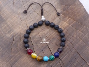 BrMala304 Bracelet Mala 7 Chakras Pierre de Lave