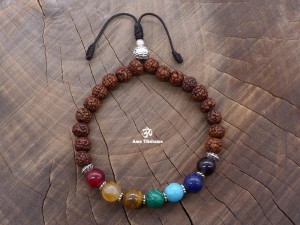 BrMala305 Bracelet Mala 7 Chakras Bois de Rose