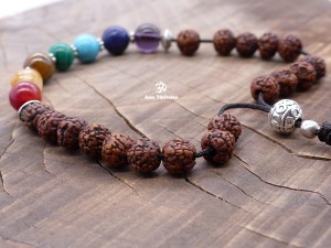 BrMala305 Bracelet Mala 7 Chakras Bois de Rose