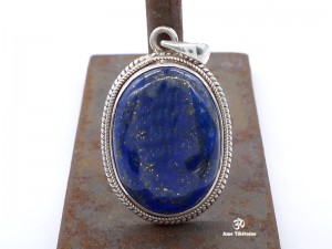 PA153 Pendentif Tibétain Argent Massif Lapis Lazuli