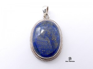 PA153 Pendentif Tibétain Argent Massif Lapis Lazuli