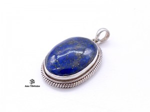 PA153 Pendentif Tibétain Argent Massif Lapis Lazuli