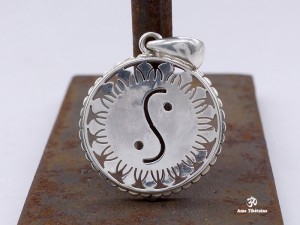 PA409 Pendentif Tibétain Argent Massif Yin Yang