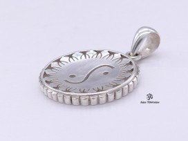 PA409 Pendentif Tibétain Argent Massif Yin Yang