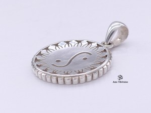 PA409 Pendentif Tibétain Argent Massif Yin Yang