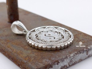 PA409 Pendentif Tibétain Argent Massif Yin Yang