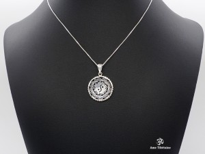 PA409 Pendentif Tibétain Argent Massif Yin Yang