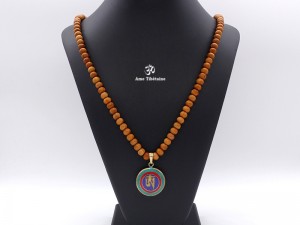 Mala161 Mala de Prières Bois de Santal Om Yeux de Bouddha