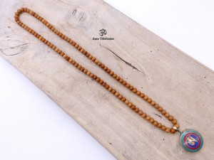 Mala161 Mala de Prières Bois de Santal Om Yeux de Bouddha