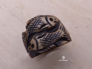 BD162 Bague Tibétaine Poissons d'Or. Taille 57