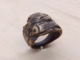 BD162 Bague Tibétaine Poissons d'Or. Taille 57