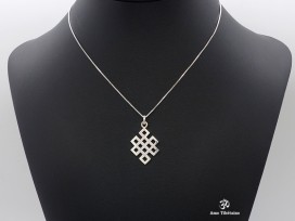 PA43 Pendentif Argent Massif Nœud Sans Fin Signes Auspicieux