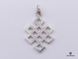 PA43 Pendentif Argent Massif Nœud Sans Fin Signes Auspicieux