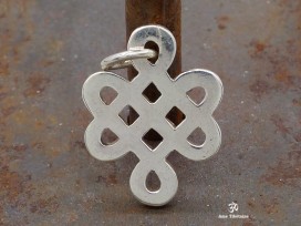 PA45 Pendentif Argent Massif Nœud Sans Fin Signes Auspicieux