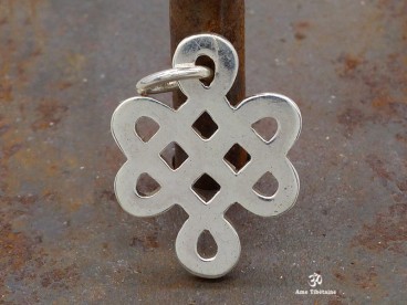 PA45 Pendentif Argent Massif Nœud Sans Fin Signes Auspicieux