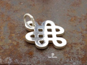 PA45 Pendentif Argent Massif Nœud Sans Fin Signes Auspicieux