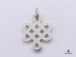 PA45 Pendentif Argent Massif Nœud Sans Fin Signes Auspicieux