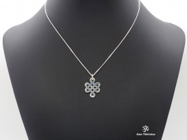 PA45 Pendentif Argent Massif Nœud Sans Fin Signes Auspicieux