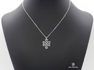 PA45 Pendentif Argent Massif Nœud Sans Fin Signes Auspicieux