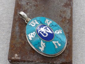 PA24 Pendentif Argent Massif Mantra Tibétain Om