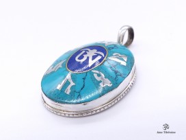 PA24 Pendentif Argent Massif Mantra Tibétain Om