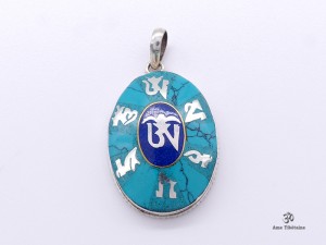 PA24 Pendentif Argent Massif Mantra Tibétain Om