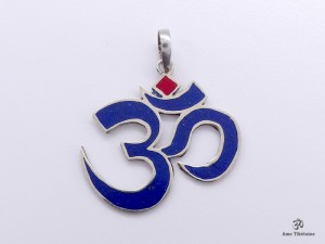 PA107 Pendentif Argent Massif Om Lapis Lazuli