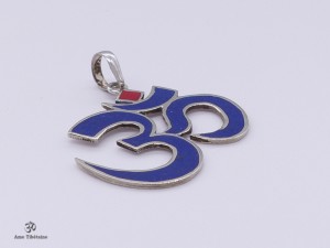 PA107 Pendentif Argent Massif Om Lapis Lazuli