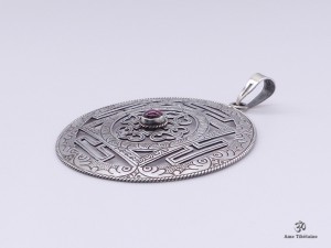 PA161 Pendentif Argent Massif Mandala Grenat