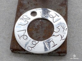PA260 Pendentif Argent Massif Mantra Tibétain