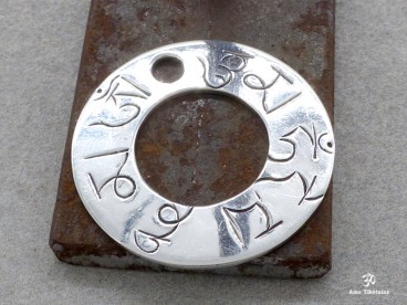 PA260 Pendentif Argent Massif Mantra Tibétain