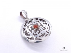 PA282 Pendentif Argent Massif Tibétain Mandala Turquoise