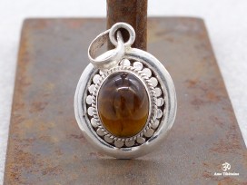 PA405 Pendentif Tibétain Argent Massif Oeil de Tigre
