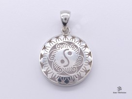 PA411 Pendentif Tibétain Argent Massif Yin Yang