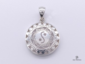 PA411 Pendentif Tibétain Argent Massif Yin Yang