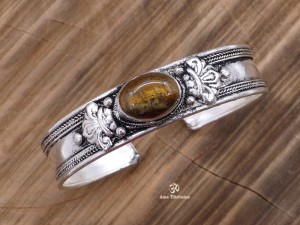 BRD356 Bracelet Tibétain Métal Argenté