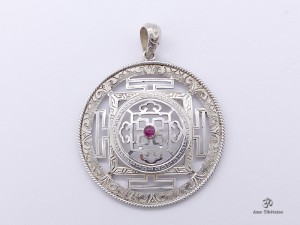 PA308 Pendentif Argent Massif Mandala Grenat
