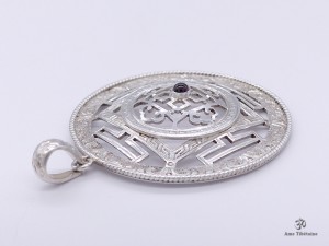 PA308 Pendentif Argent Massif Mandala Grenat