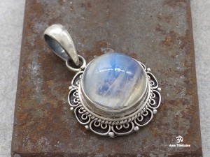 PA404 Pendentif Argent Massif Pierre de Lune